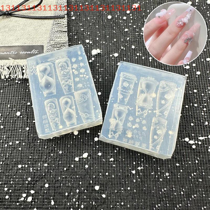 Silicone Nail Mold Rose Hourglass Shape Nail Seal DIY Design Stereoscopic Stamping Plate for Nail Art Decorations Salon Use