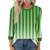 Women's Fashion Casual Seven Sleeve T-Shirt Print Round Neck Top