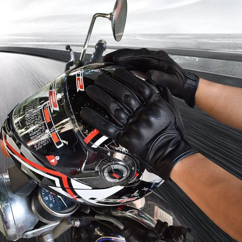 Echte Leder Vollfinger Motorradhandschuhe Herren Damen Fahren Taktisch Touchscreen Winddicht Anti-Rutsch