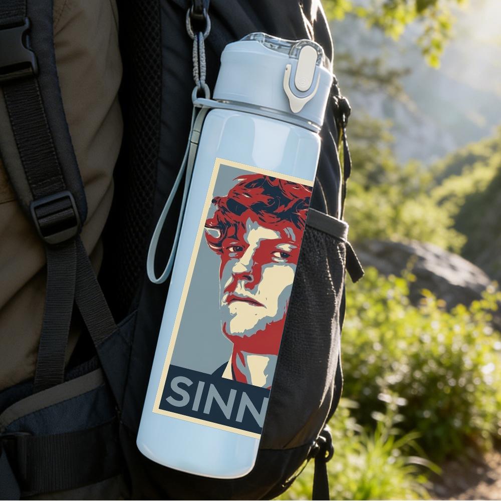 1PC Red Faded Sinner Female Portrait Print 750ml Colorful Plastic Sports Water Bottle Leakproof Pop Up Lid with Straw for Outdoor Work Home Use
