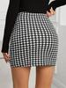 Women's Houndstooth Bodycon Skirt - Elastic Waist, Elegant, Short