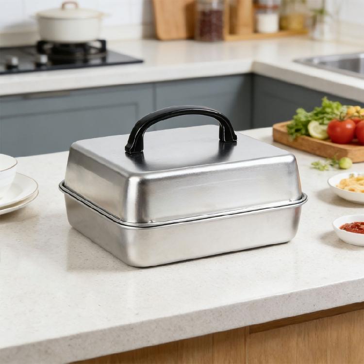 Quadratische Abdeckhaube aus Edelstahl zum Schmelzen von Käse, Dampfabdeckhaube, Deckel, Pfannen- und Grillzubehör für flache Teppanyaki