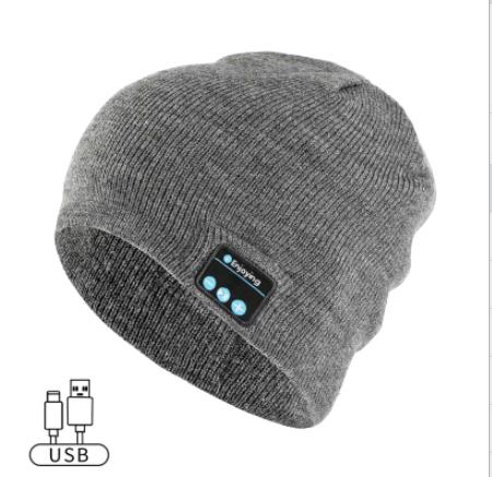 New Design Headband Listen Songs Talk Beanie Knitted Bone Conduction Headphones Wireless Music Head Light