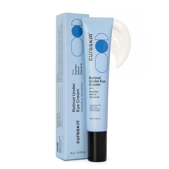 Cureskin Vitamin K + Retinol 0.1% Under Eye Cream | Reduces Dark Circles, Puffiness & Fine Lines| Night Cream for Women & Men | 15 g