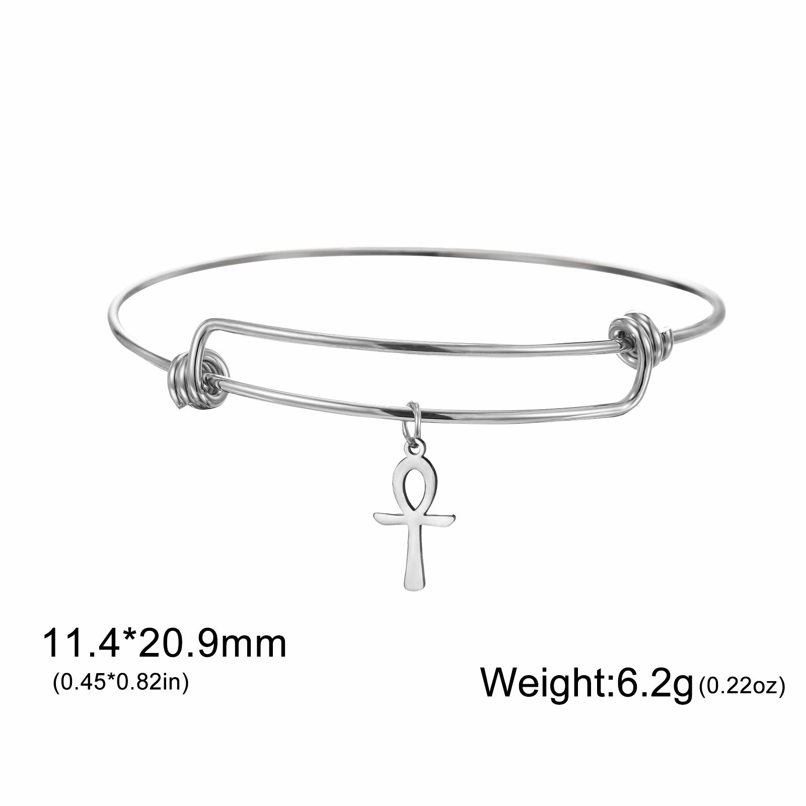 

Teamer Egypt Ankh Cross Charm Adjustable Bracelet Stainless Steel Bangle For Women Girls Amulet Crucifix Egyptian Jewelry Gift