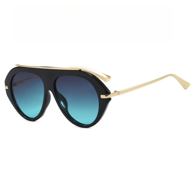 Retro Aviator Round Sunglasses for Women Men Trendy Oversized Vintage Metal Sun Glasses INS Popular Ladies Beach Shades UV400
