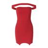 Autumn Street Style Sexy Strapless Solid Color Patchwork Neck Bag Hip Spice Short Dress