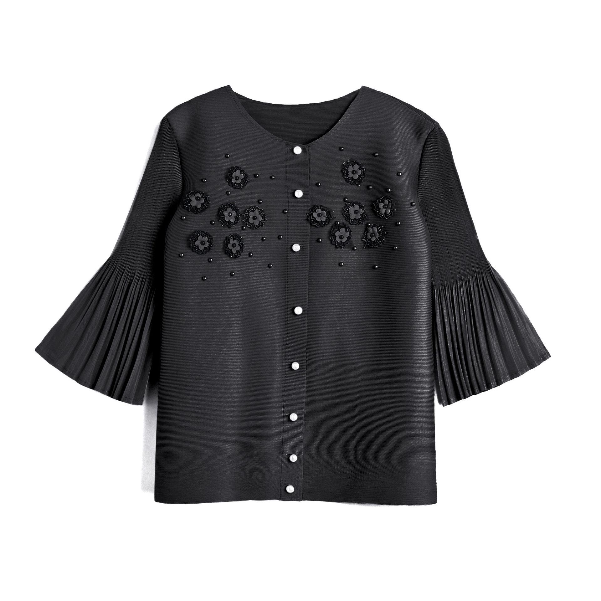 

Мамин наряд Кардиган с рукавами-колокольчиками и бисером - Облегающий топ с драпировкой Весенне-летняя женская куртка One Size