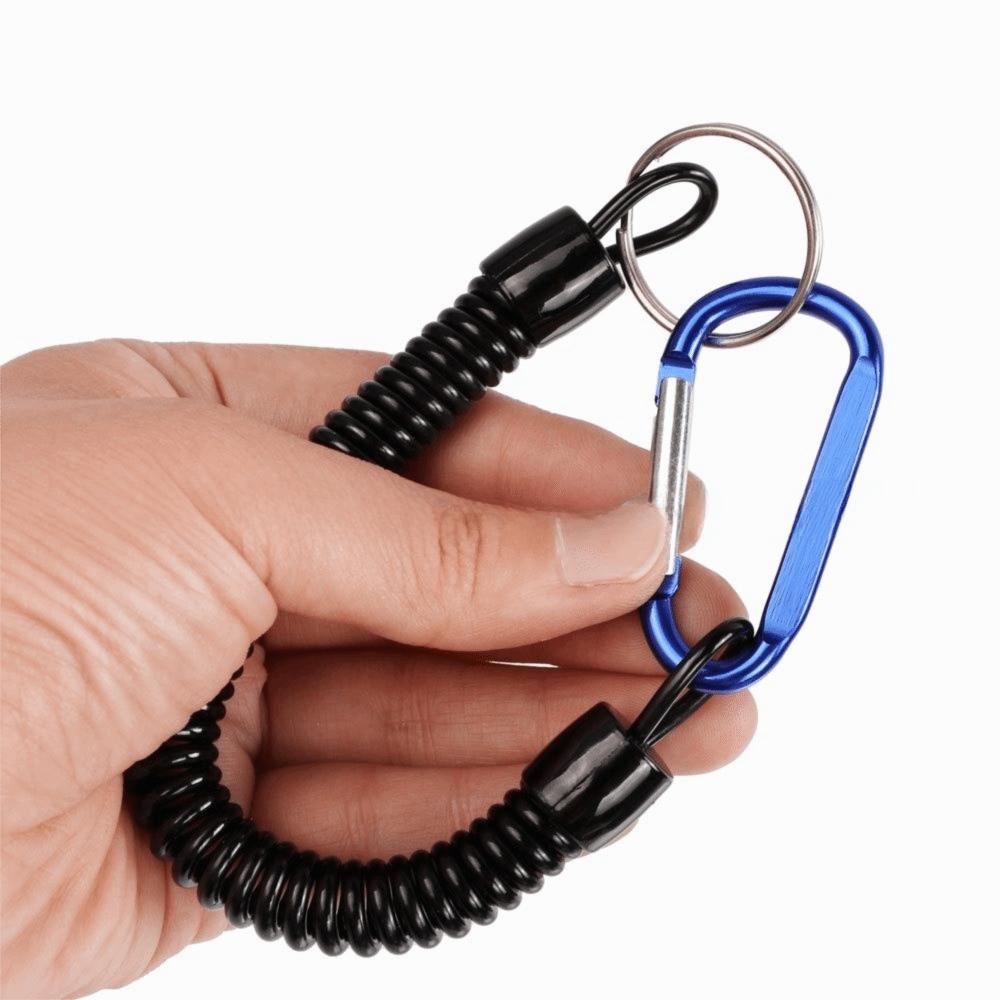 10PCS Portable Aluminium Alloy Fishing Lanyards Elastic with Snap Fishing Rope Retractable 3 Colors Boating Rope Camping Trips