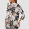 Women's Fashion Casual Round Neck Three Quarter Sleeve Printed T-Shirt Top