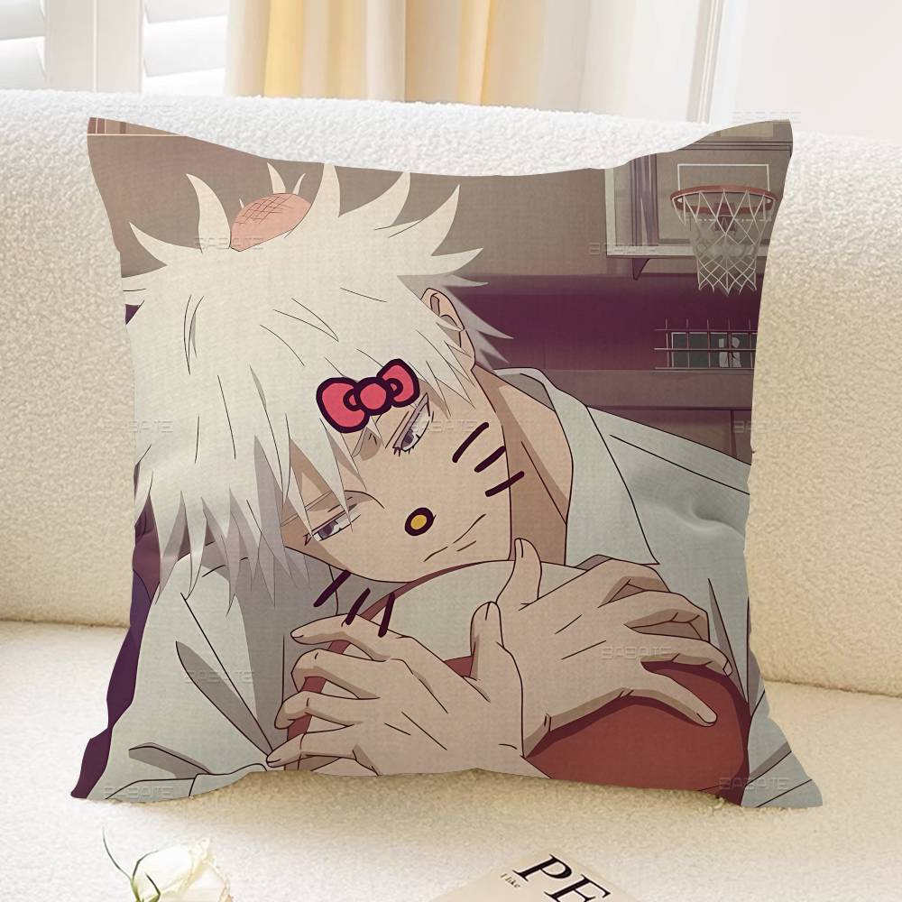 Cartoon Figure Gojo Satoru Cushion Cover Car Throw Pillow Case For Sofa Car Christmas Gift xcm xcm