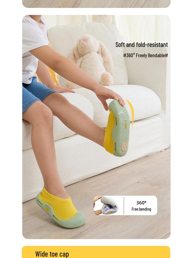 Golden Shark Kids' Wide Fit Non-slip Indoor Shoes - Silent, Breathable Soft Sole for Kindergarten and Early Education.