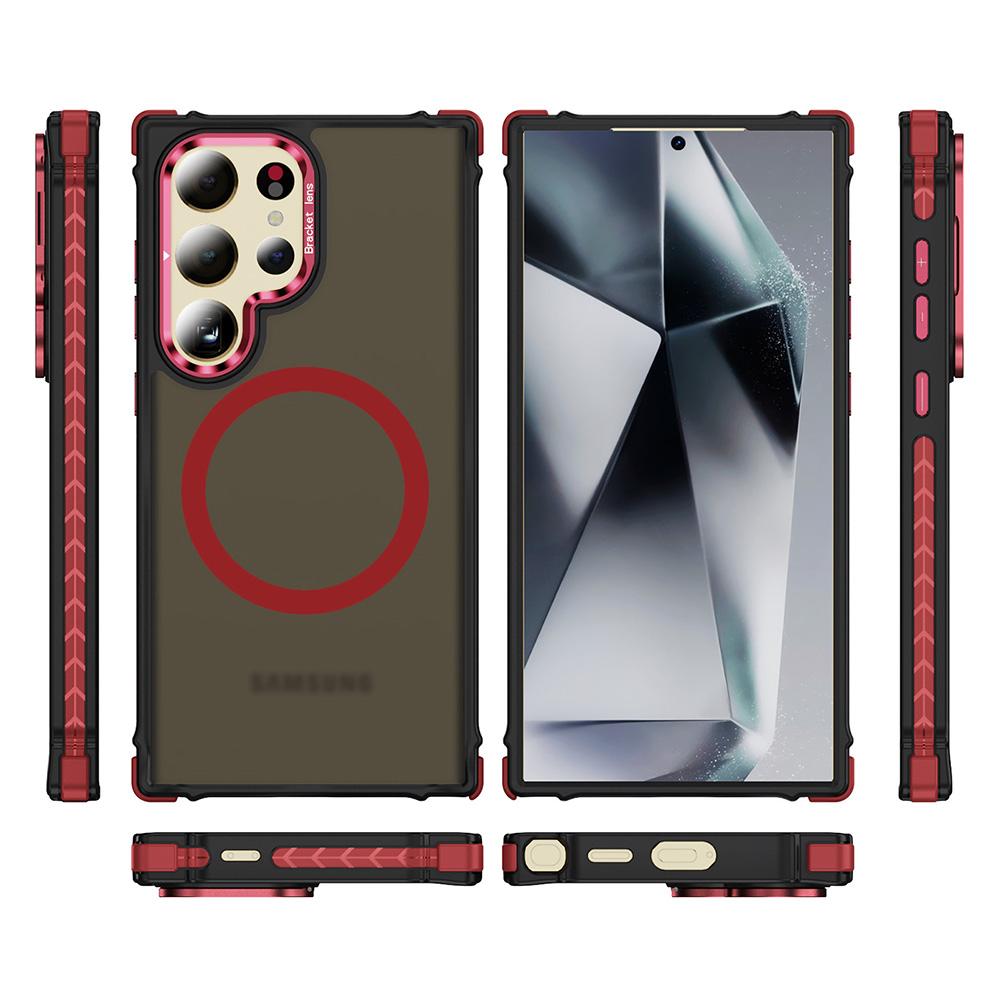 For Samsung Galaxy S23 Ultra Case with Lens Kickstand Matte Back Cover Compatible with MagSafe