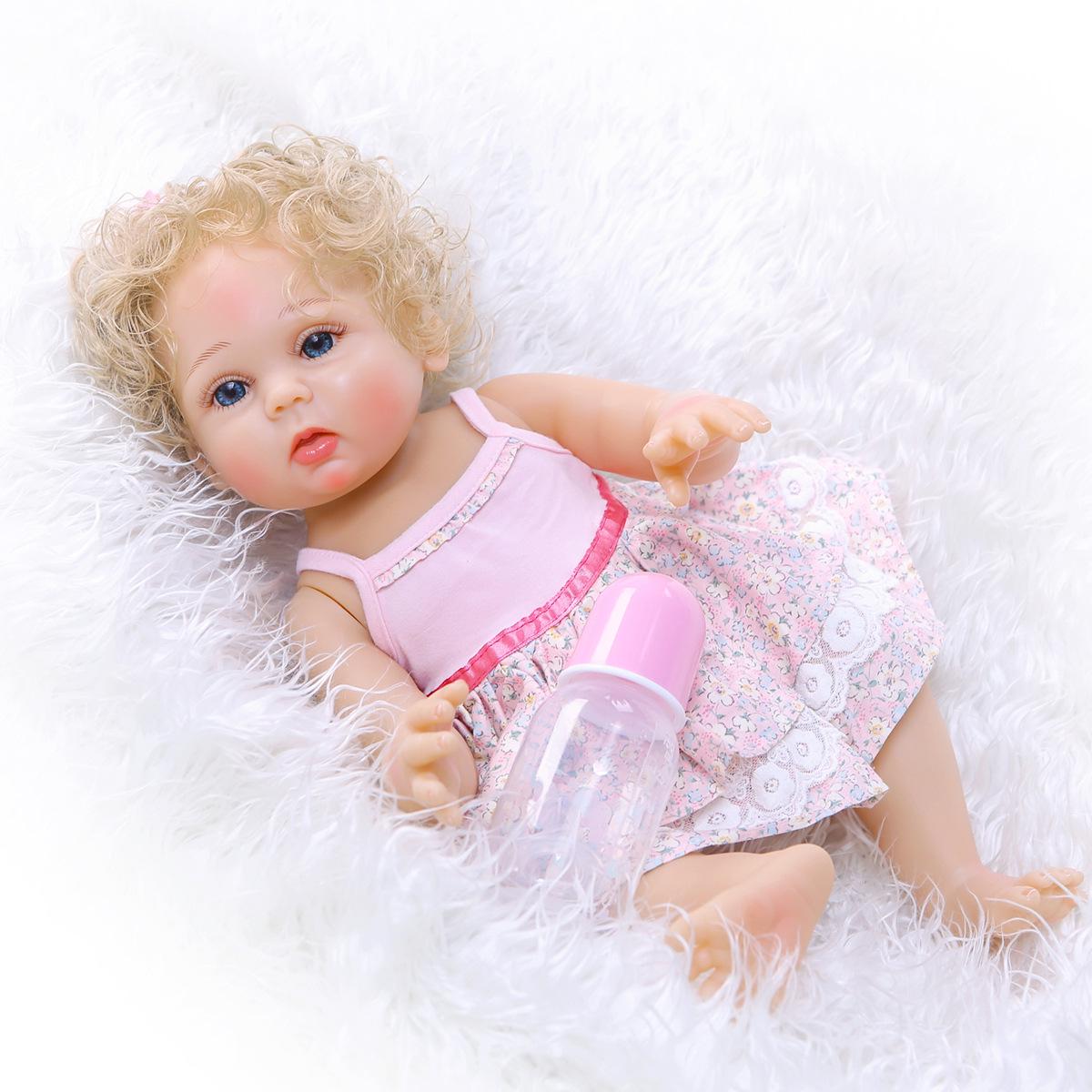 47CM Curly Hair Silicone Reborn Baby Doll