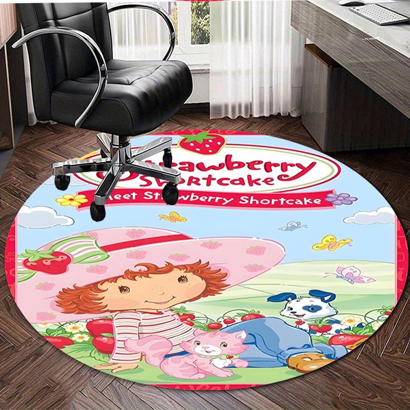 1pc Strawberry Princess3 Design Printed Area Round Carpet for Bedroom Living Room Home Decor Rugs Mat Non Slip Mat Rug for Bedside