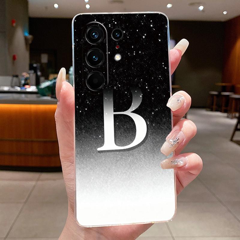 

Anti-scratch Case For Tecno Camon 50 Pro 4G Jelly Clear TPU Soft Casing Fashion Lucky Initial Letter With Flower Couple Shell Camon 50 Pro 4G