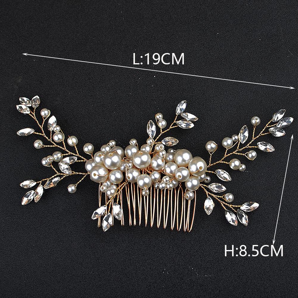 Accesorii pentru păr de nuntă de mireasă Pieptene de flori de perle lucrat manual Coafura pentru stil de nuntă