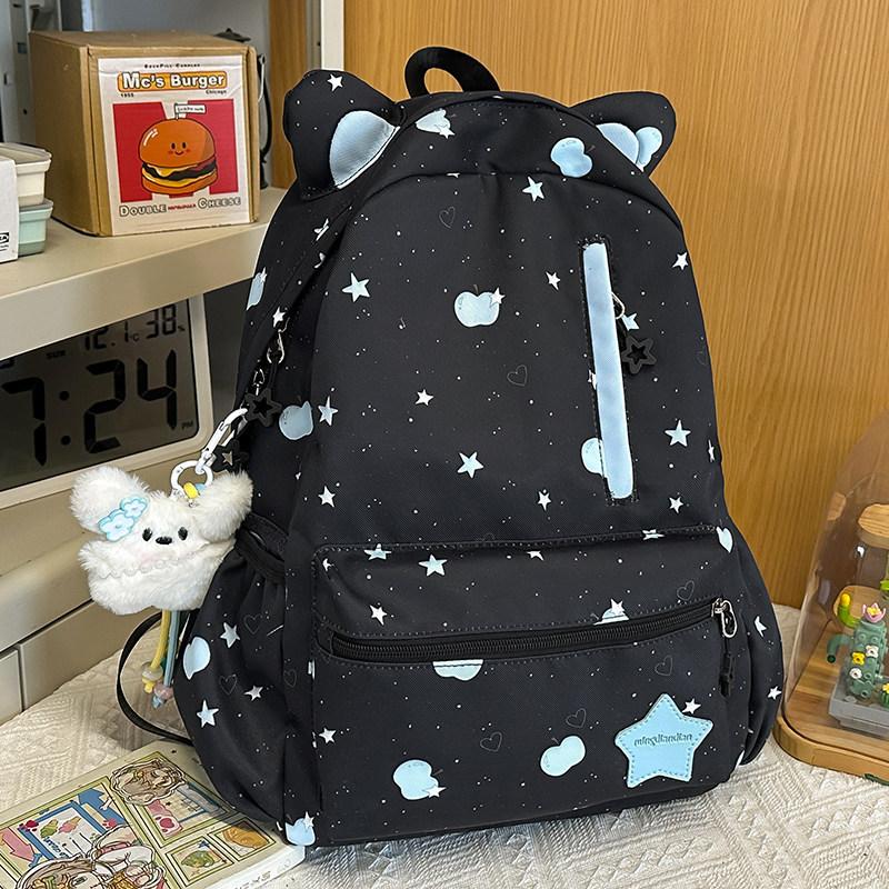 Schoolbag Cute Cat Ears Star Print Girl Schoolbag High Value Ins Niche Design Large Capacity School Backpack