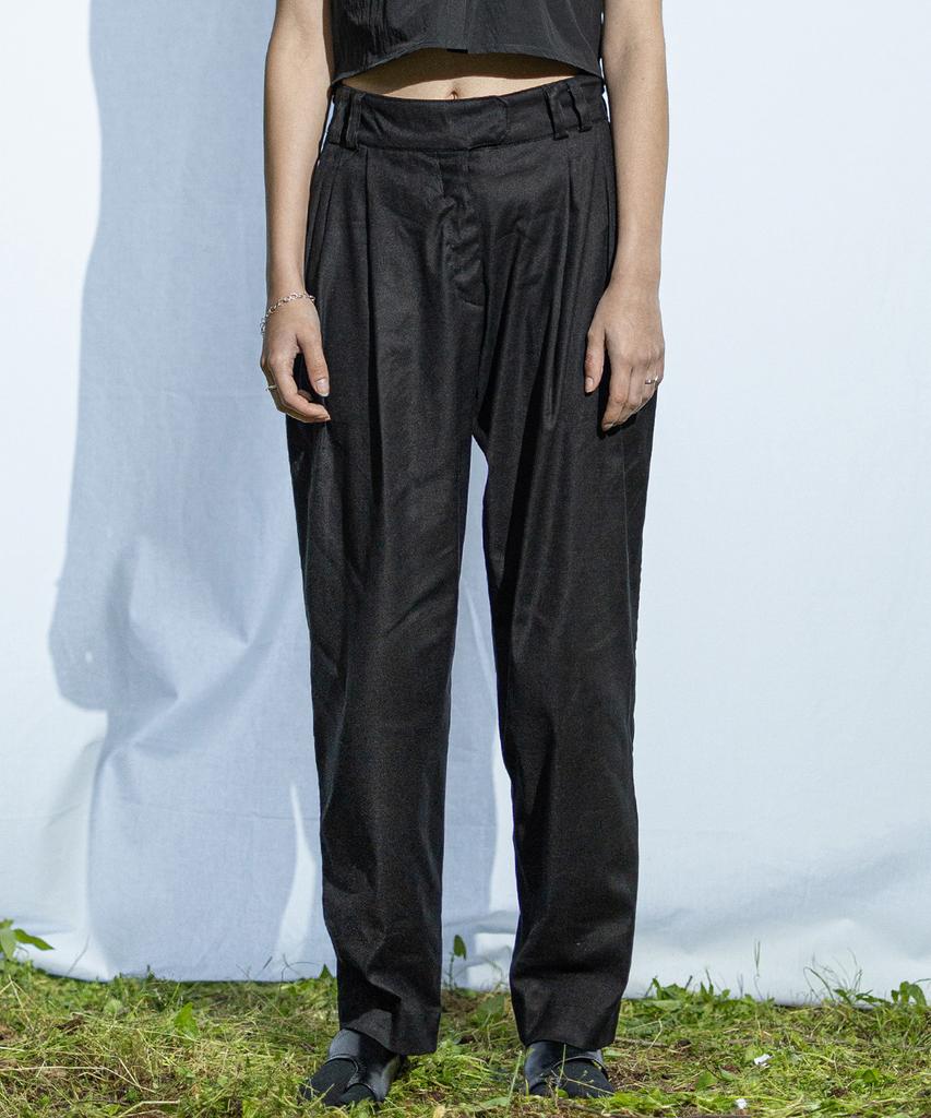 OBJECT MUSEUM Summer Semi-Wide Slacks Ouott001-Bk