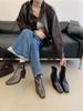 New inner height increase naked boots short boots black dark brown for spring, autumn and winter women