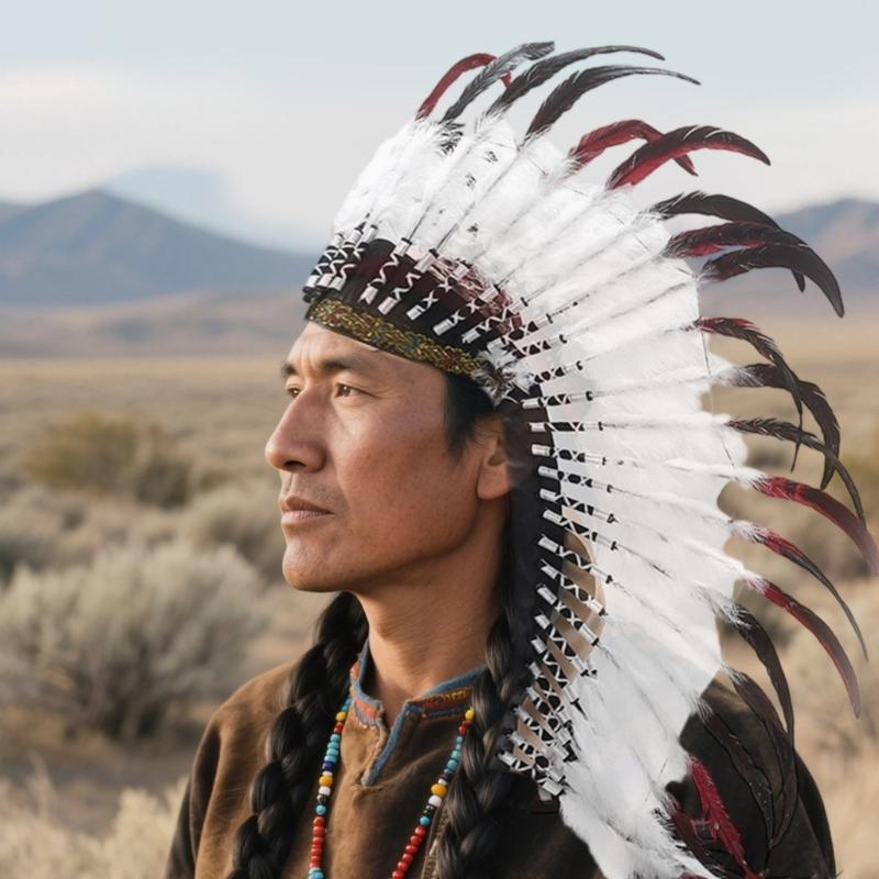 Authentic Local American Feather Headdress For Cultural Festivals Costume Parties And Stage Performances Lightweight Design Nature Friendly Materials
