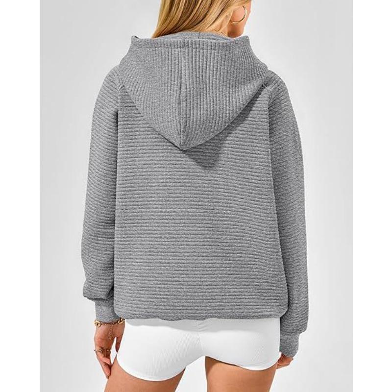 DAFIFY Women's Fashion Casual Solid Color Print Long Sleeve Hooded Hoodies & Sweatshirts