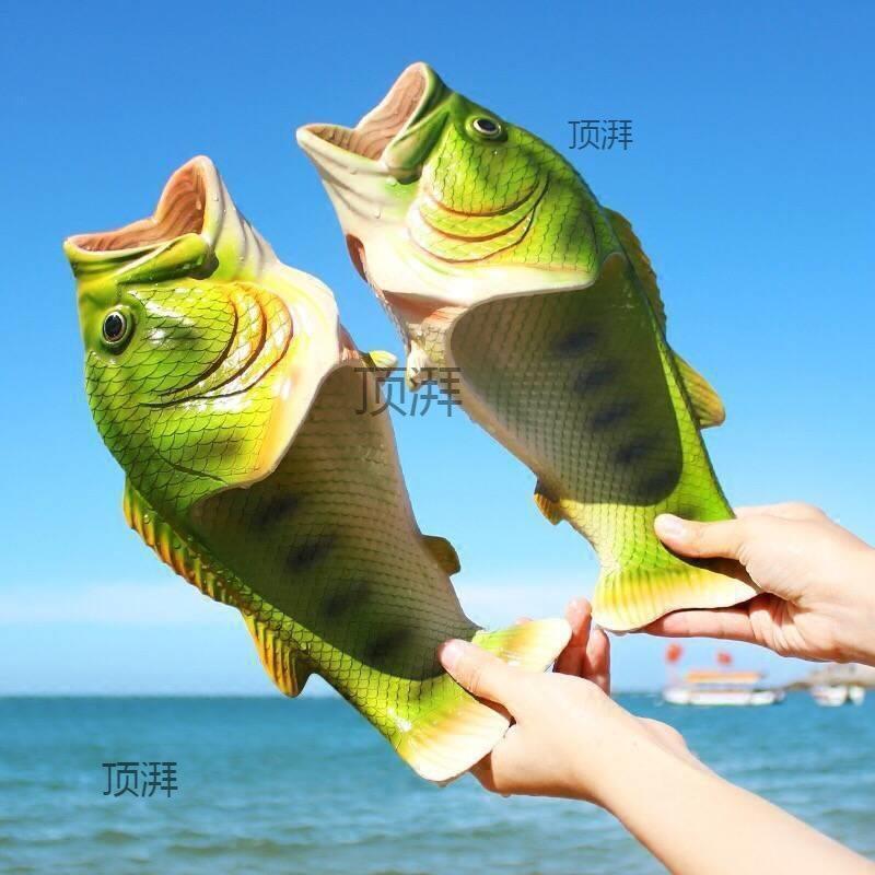 Open Toe Funny Male's Footwear Women's Fish Slippers Outdoor Couples Family Cartoon Animal Flip flops Plus Size 46 47 Man Shoes