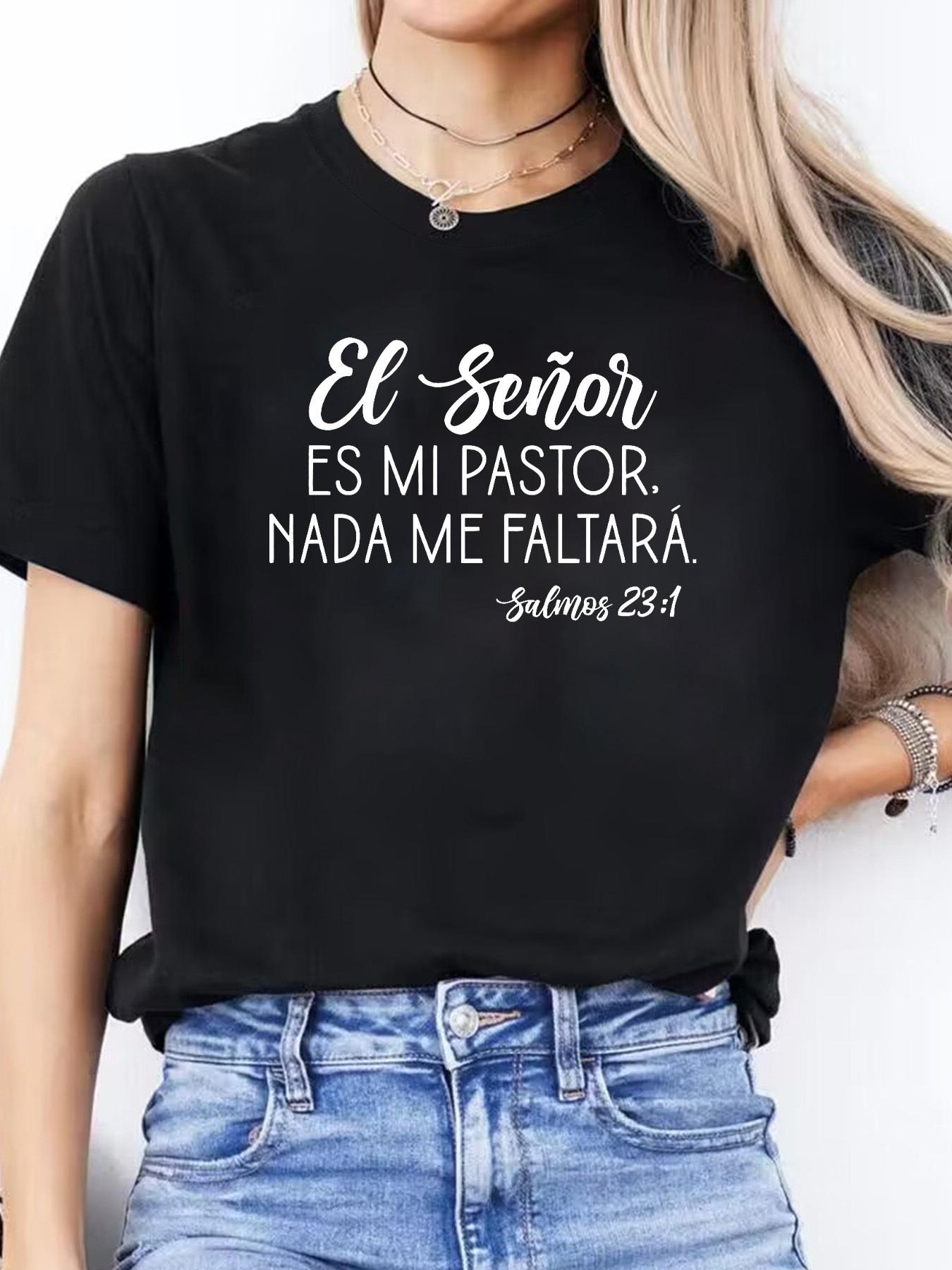 

Women s Casual Sports Top Round Neck Short Sleeve Spanish Letter Print For Spring And Summer Urban Style Printed T-Shirt Trendy 4XL