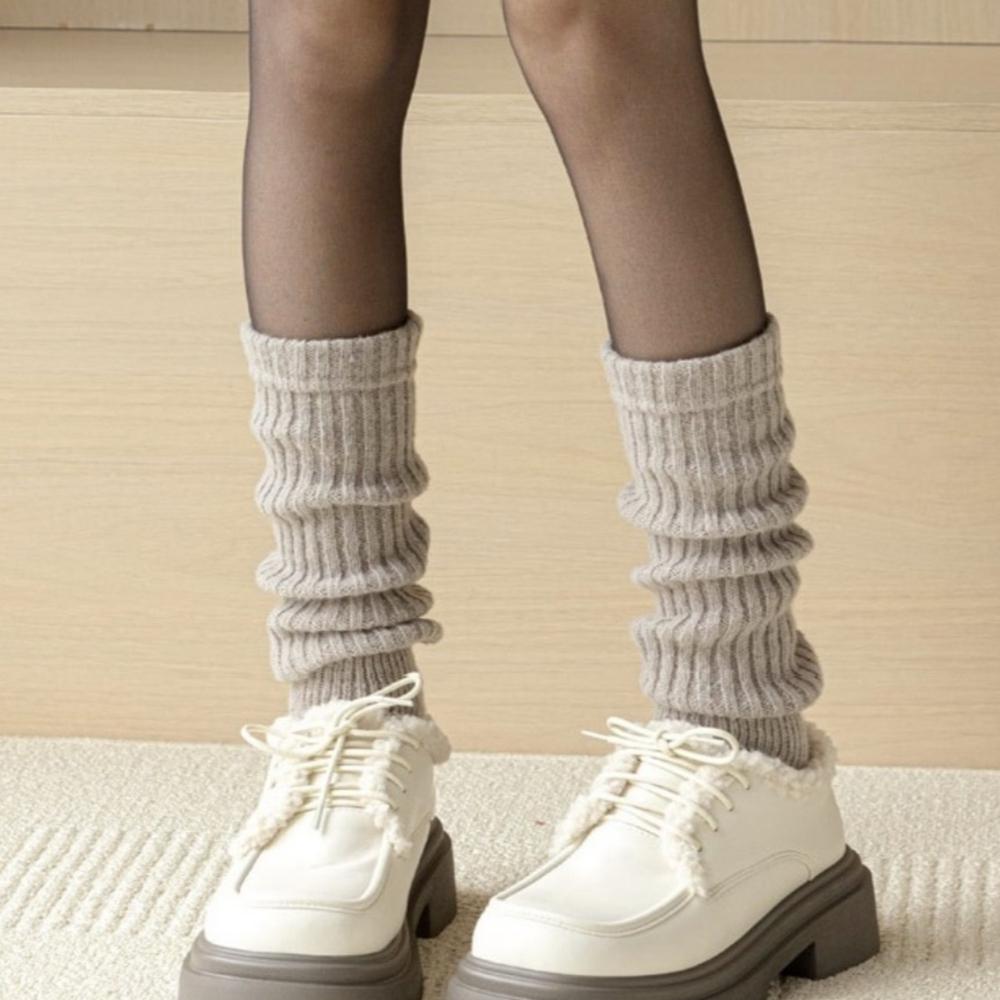 Winter Knit Leg Warmers – Thick Ribbed Design,6COLOR From Korea