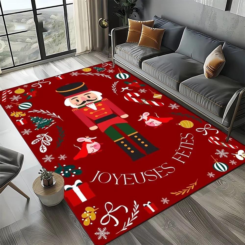 Cartoon Christmas Tree New Year Nutcracker Fairy Tales Carpet Rug for Living Room Bedroom Home Sofa Decoration,Kids Floor Mat
