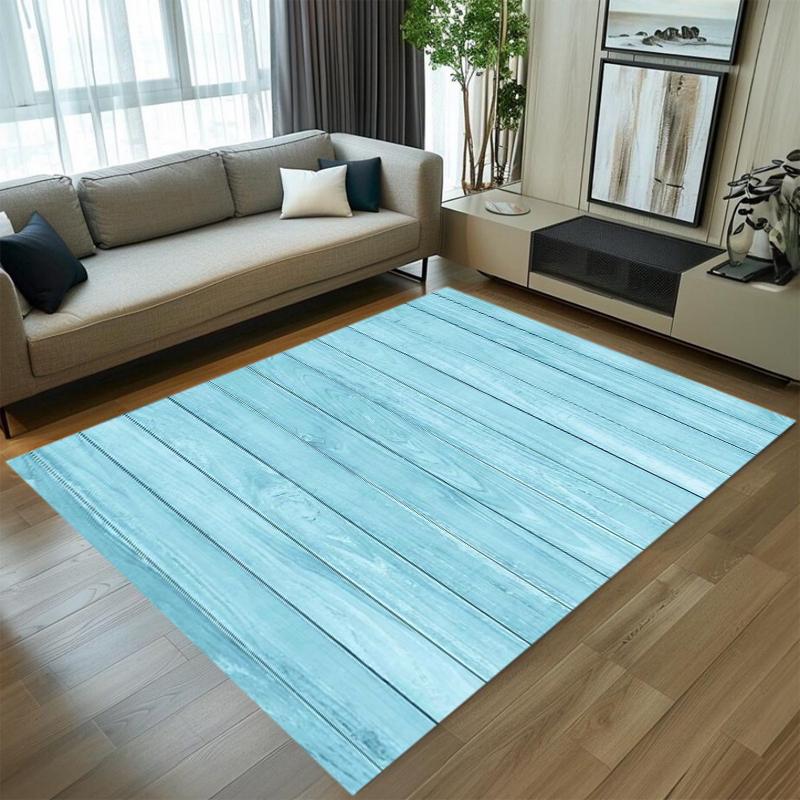 

Area Rug Floor Carpet Mat Realistic Turquoise Wood Plank Print Non-Slip Washable in Blue Teal for Rustic Coastal Home Decoration 40X60cm