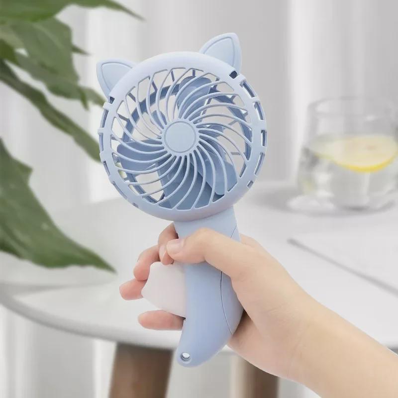 Hand-Pressed Cat Ears Fan: Manual Operation, Battery-Free, Portable Kitten Fan