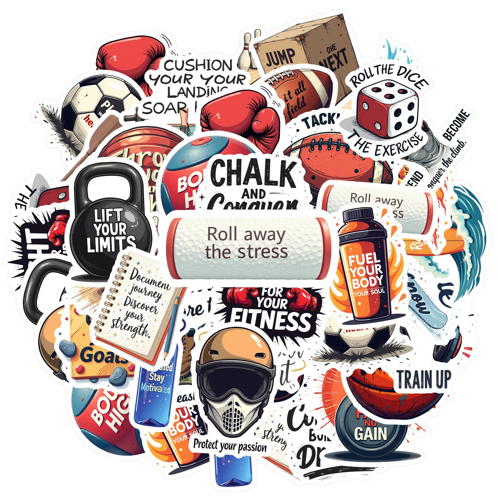 

35pcs Fitness Themed Stickers Funny Sports Decals Diy Scrapbook Fridge Suitcase Skateboard Graffiti Waterproof Sticker
