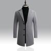 Autumn Men Trench Coat Solid Color Single Breasted Slim Fit Windproof Mid-length