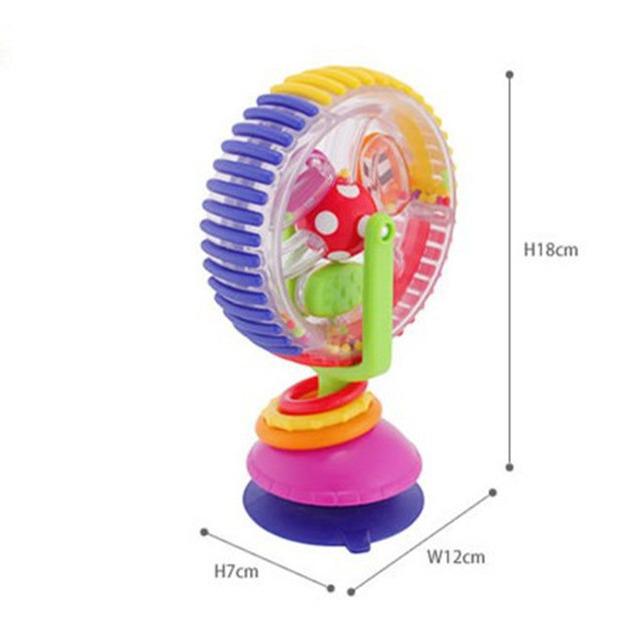 Tri-Color Rotating Ferris Wheel Baby Windmill: Multifunctional, Colorful Suction Cup Rattle Toy