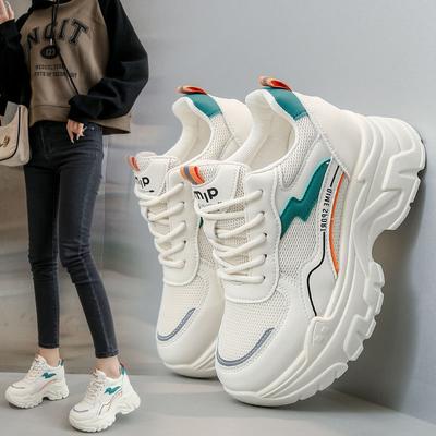 Heightened Daddy Shoes Spring New Versatile Small Thick Bottom Breathable Casual Ladies Sports White Shoes