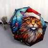 1pc Christmas Cat Automatic Opening and Closing Umbrella, Lightweight 3-Fold, With Cute Cartoon Characters, Suitable for Home, Outdoor and D