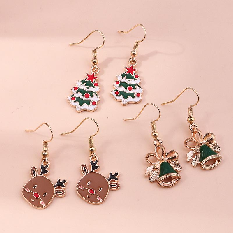 European and American Christmas Earrings: Santa, Tree, Snowman, Snowflake, Gloves