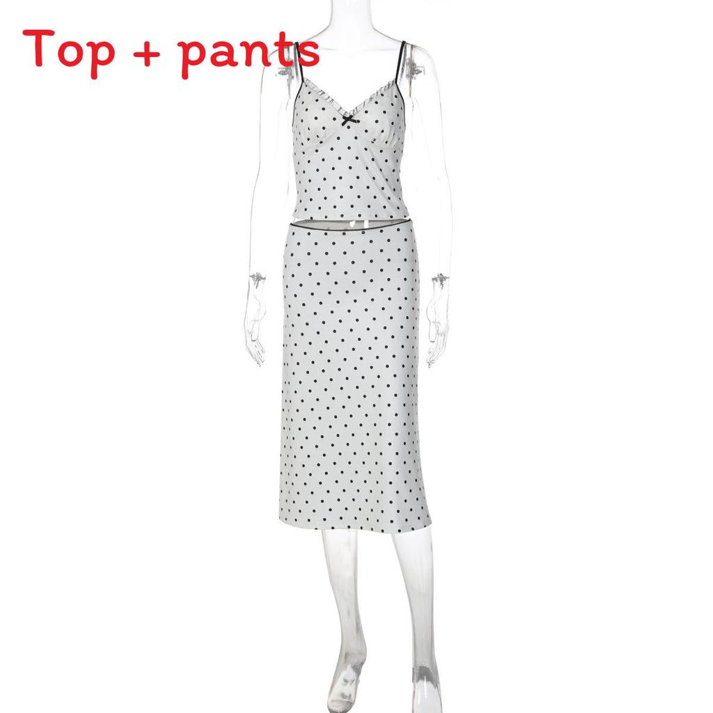 Polka Dot Fashion Womens Skirt Set With High Elastane For Casual Streetwear In Winter
