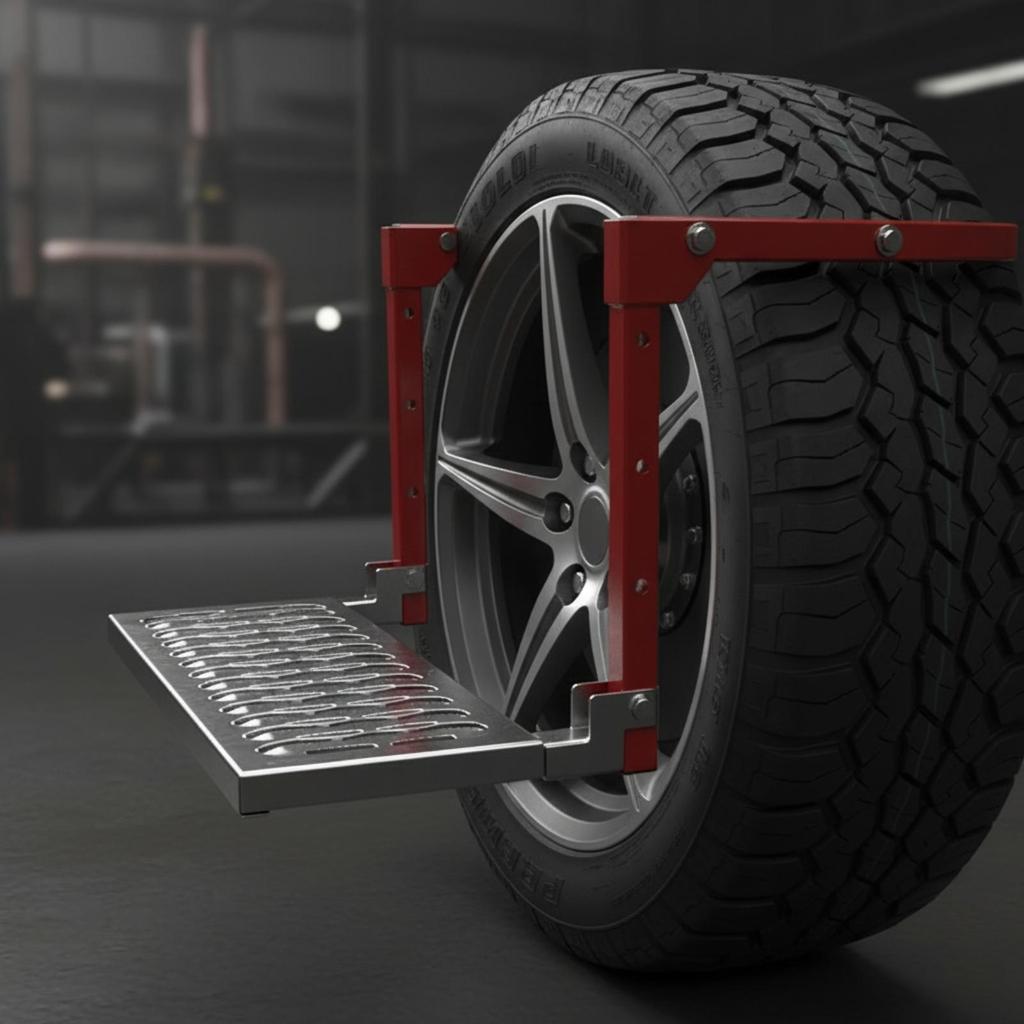Wheel Step with Perforated Surface Long-Lasting for Mechanics