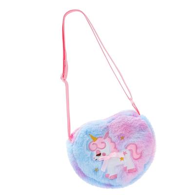 Kids Bag Heart Shape Shoulder Bag Cartoon Unicorns Messenger Bag Girl Plush Crossbody Bag Lovely Coin Purse for Daily Use