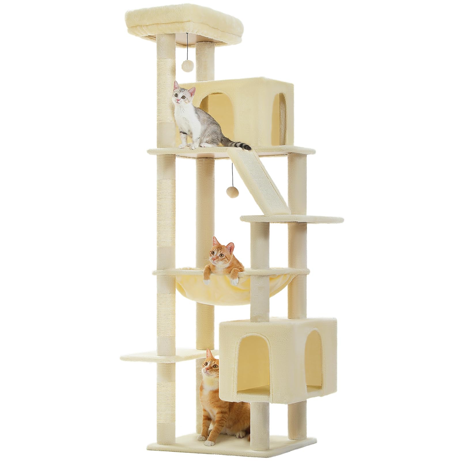 

PAWZ Road Cat для больших нескольких кошек Space Claw Wine Cat Cat Cat поставляется с наблюдательным покрытием для кровати для кошек, устраняющим недостаток упражнений, бежевый, высота 175 см бежевый