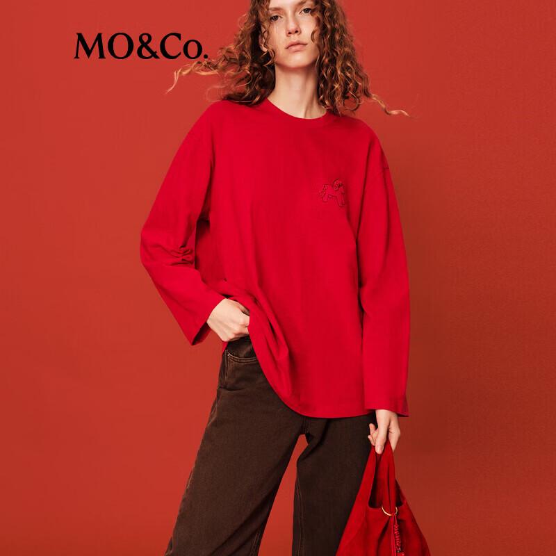 

МО&Ко. Хлопковая футболка с длинным рукавом, вышитая бисером, год Лошади S