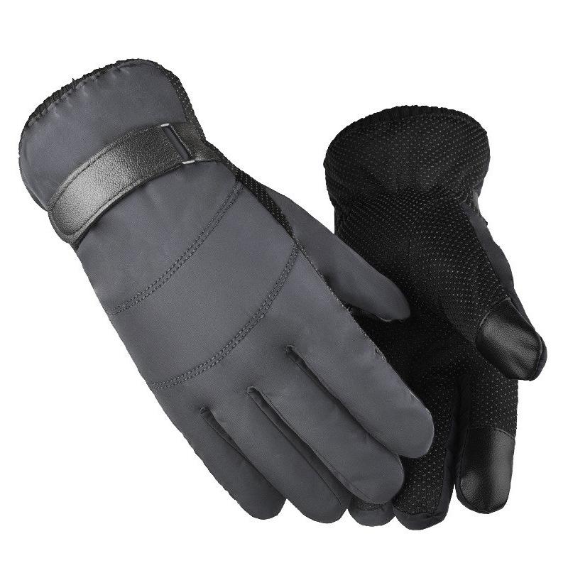 Down Cotton Gloves for Men and Women In Winter Warm Motorcycle Riding Waterproof Cold Proof Plus Velvet Thickened Outdoor Ski Gloves