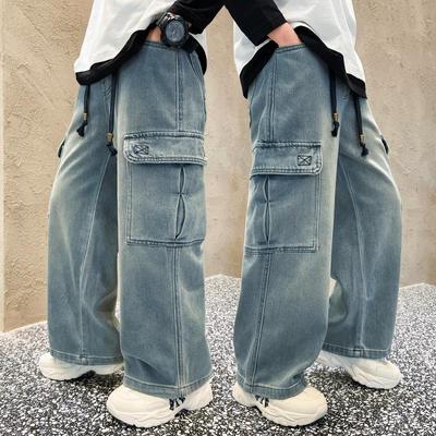 Kleidung Jungen Mode Jeans Kinderbekleidung Hosen Gerade Hosen Locker Denim Weitbeinige Hosen Kleidung