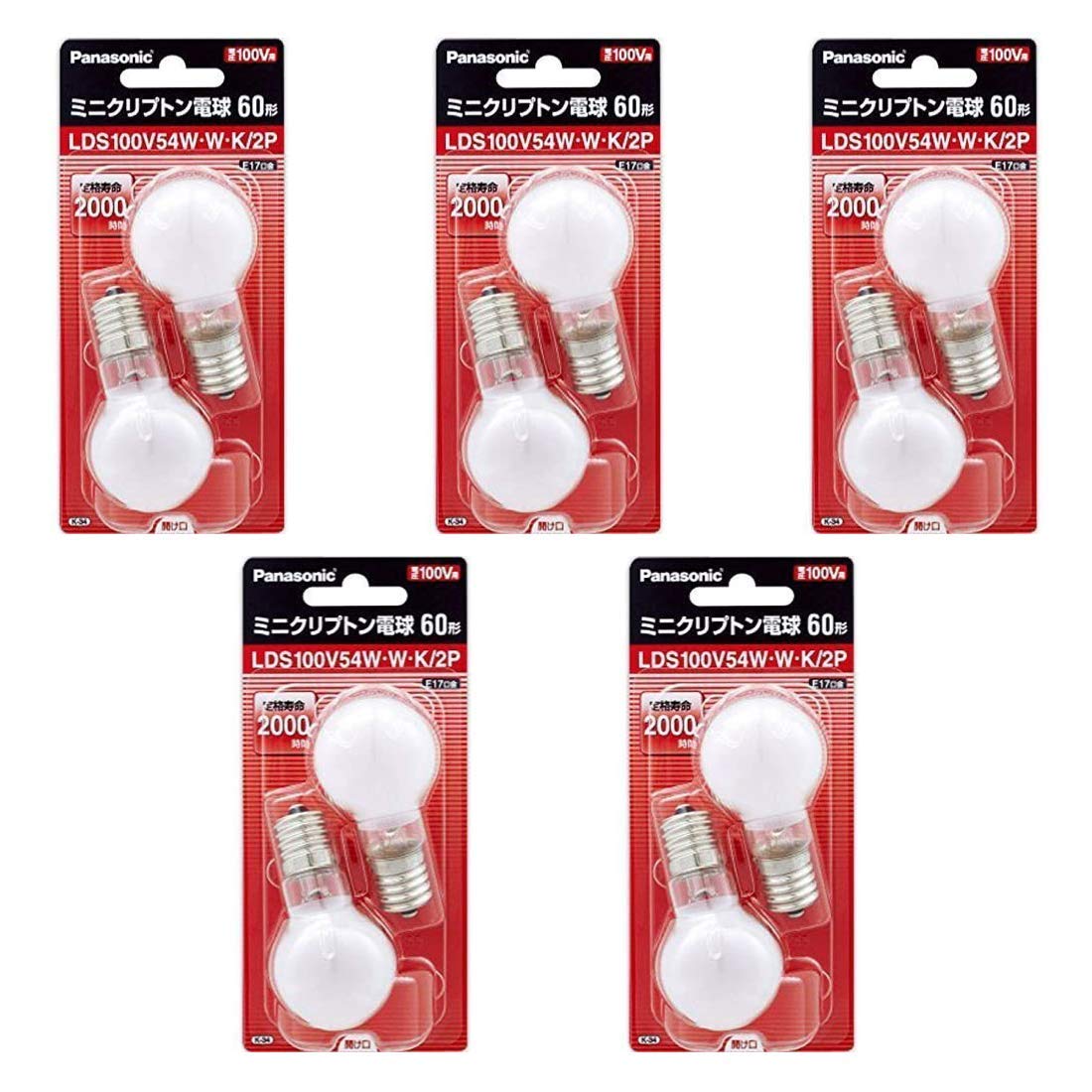 

Panasonic Incandescent Mini Krypton Light Bulb E17 Base 100V 60W Type 35mm Diameter White 2 Pieces LDS100V54WWK2P of (54W) (Set 5)