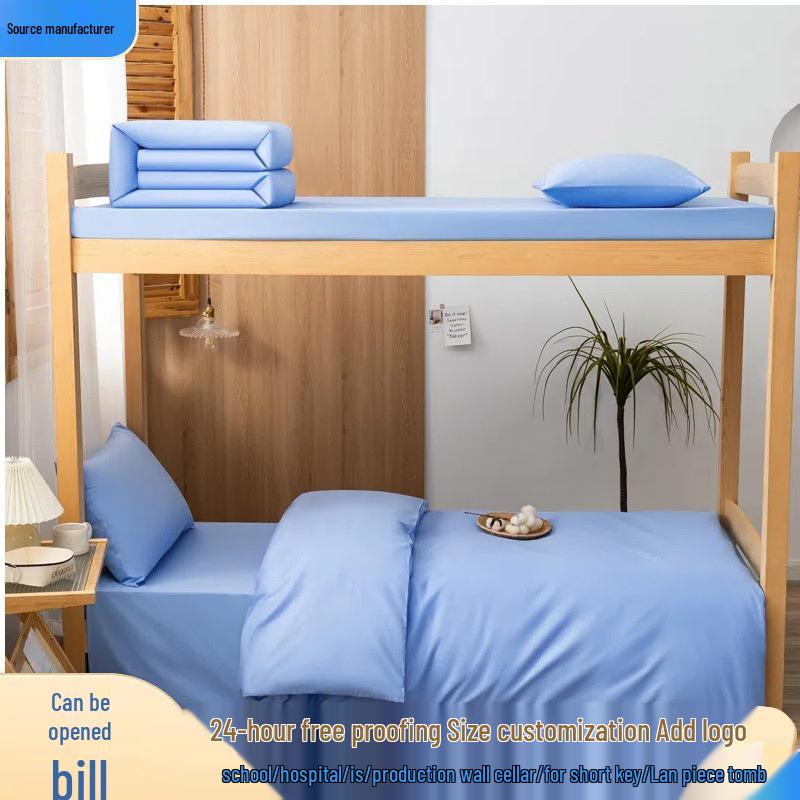 Solid Color Cotton Duvet Cover Set - 3 Piece Bedding for Bunk or Dorm Beds with Pillowcases