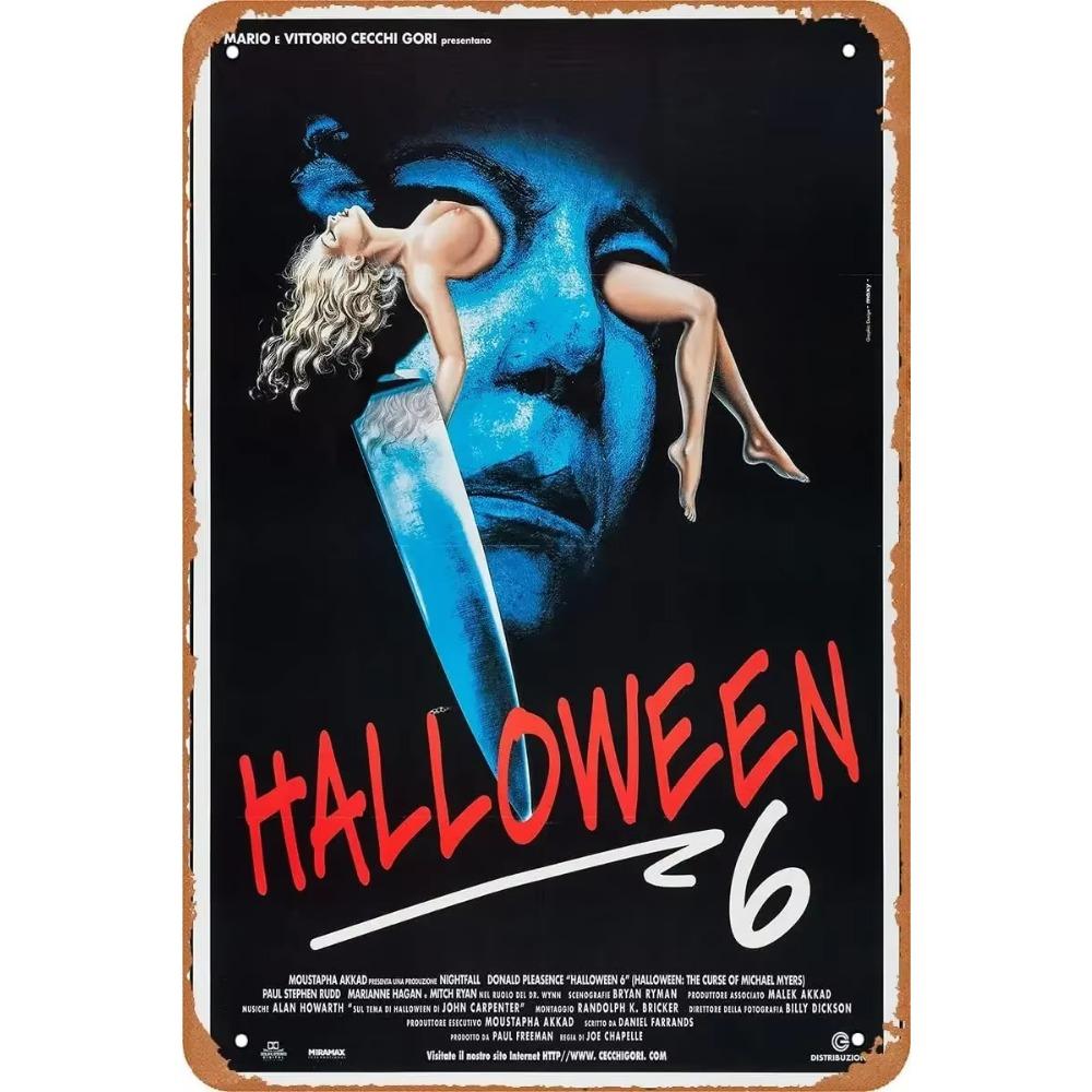 Kovové nástěnné umění Halloweenská hororová dekorace 20x30cm Domácí Jeskynní Muž Filmová cedule