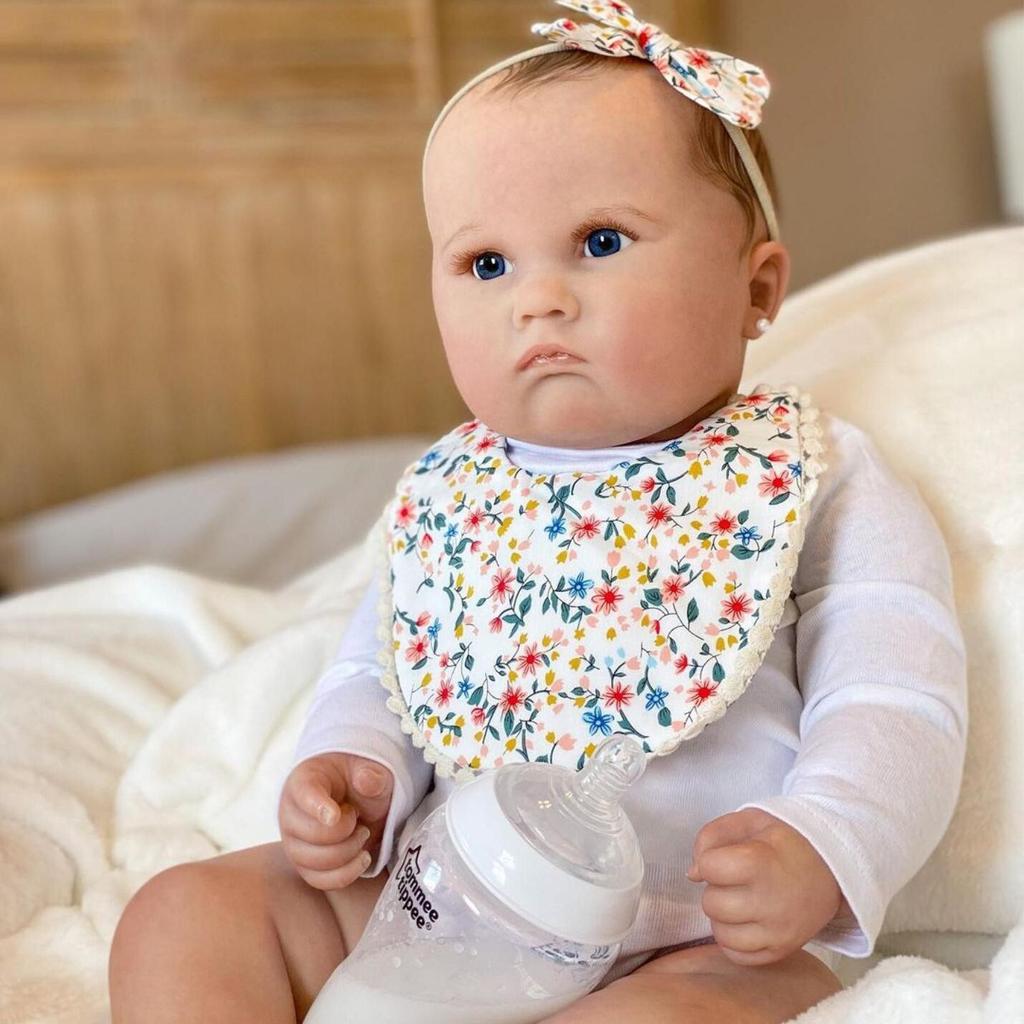 60 CM Gjenfødt baby feit stor dukke med 3D maling Hud Vaskulær vene Myk silikonleketøy for jentekunst Bebe Toddler Kid Bursdagsgave