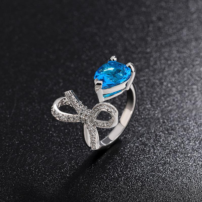 

Модное кольцо Love Bow из циркония с серебряным покрытием, инкрустированное имитацией кристалла, гальванизированное кольцо в форме сердца в виде живого рта